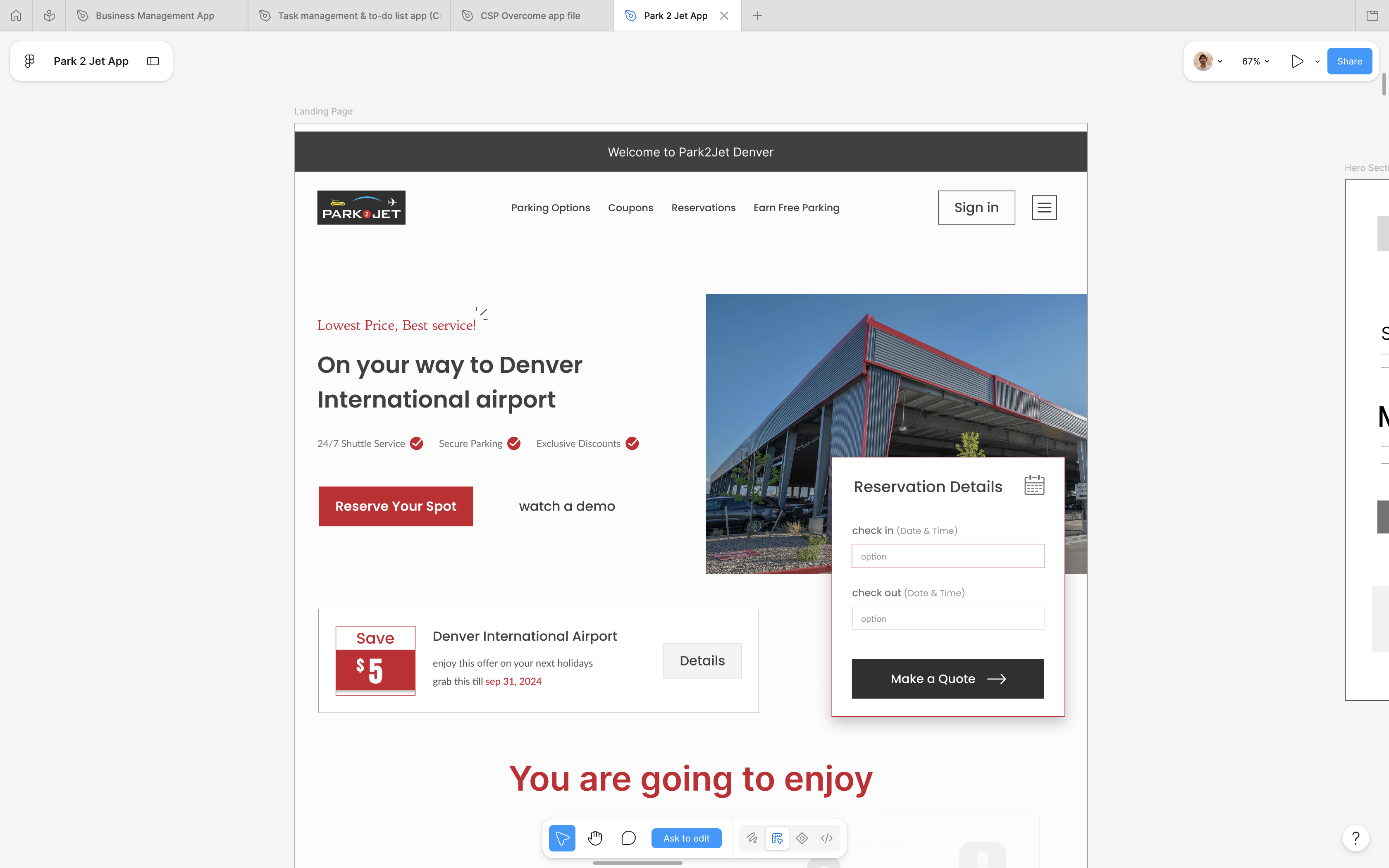Park2Jet booking site